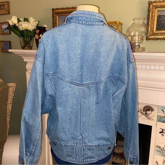 TOGETHER brand, lacy denim jacket in size Missy large. Trendy retro chic. - Picture 3 of 11